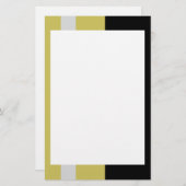 銀および黒のボーダー文房具 便箋 (正面/裏面)