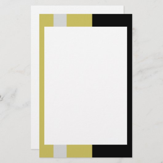 銀および黒のボーダー文房具 便箋 (正面/裏面)