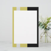 銀および黒のボーダー文房具 便箋 (スタンド正面)