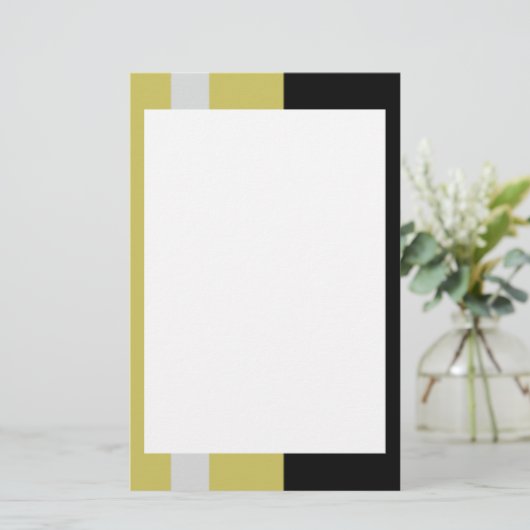 銀および黒のボーダー文房具 便箋 (スタンド正面)