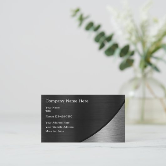 銀および黒は金属の一見にブラシをかけました 名刺 (スタンド正面)