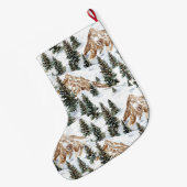 銀お洒落雪山クリスマスツリー ラージクリスマスストッキング (裏面 (吊り時))