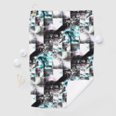 銀からシアンの汚れた質感の正方形のモザイク ゴルフタオル (インサイチュ)