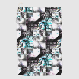 銀からシアンの汚れた質感の正方形のモザイク ゴルフタオル