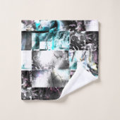 銀からシアンの汚れた質感の正方形のモザイク バスタオルセット (ウォッシュタオル)