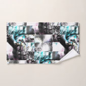 銀からシアンの汚れた質感の正方形のモザイク バスタオルセット (ハンドタオル)