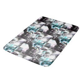 銀からシアンの汚れた質感の正方形のモザイク バスマット