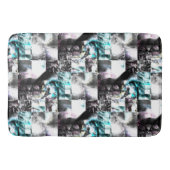 銀からシアンの汚れた質感の正方形のモザイク バスマット (正面)