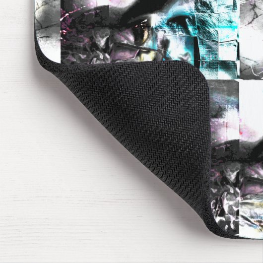 銀からシアンの汚れた質感の正方形のモザイク マウスパッド (コーナー)