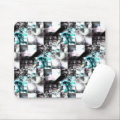 銀からシアンの汚れた質感の正方形のモザイク マウスパッド (マウス)