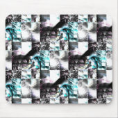 銀からシアンの汚れた質感の正方形のモザイク マウスパッド (正面)