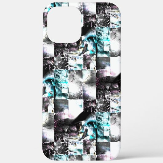 銀からシアンの汚れた質感の正方形のモザイク Case-Mate iPhoneケース (裏面)
