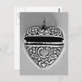 銀かわいらしハート ポストカード (正面/裏面)