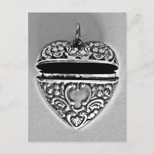 銀かわいらしハート ポストカード (正面)