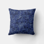 銀がん〔占星術の〕十二宮図サインネイビーブルーデジタル迷彩柄 クッション (裏面)