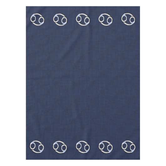 銀がん〔占星術の〕十二宮図シンボルネイビー炭素繊維 テーブルクロス (正面)