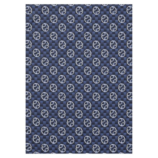 銀がん〔占星術の〕十二宮図シンボルネイビー炭素繊維 テーブルクロス (正面)