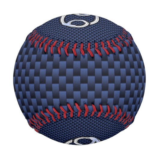 銀がん〔占星術の〕十二宮図シンボルネイビー炭素繊維 野球ボール (裏面)