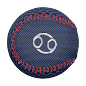 銀がん〔占星術の〕十二宮図シンボルネイビー炭素繊維 野球ボール (正面左)