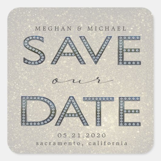 銀きらきら光る救文字モノグラム スクエアシール (正面)