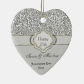 銀きらきら光る製カスタム25周年記念ギフトオーナメント セラミックオーナメント (右)