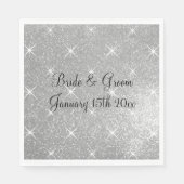 銀きらめくグリッターグリッ結婚ジgalaテーマ スタンダードランチョンナプキン (正面)