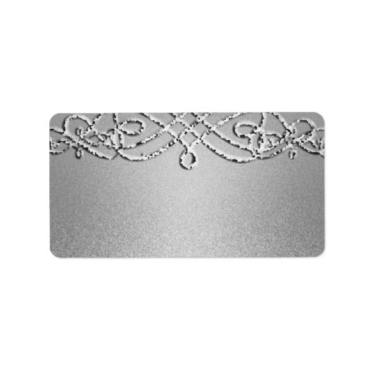 銀きらめくグリッターテンプレート背景 ラベル (正面)