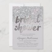 銀きらめくグリッターブライダルシャワー招待状 招待状 (正面)