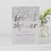 銀きらめくグリッターブライダルシャワー招待状 招待状 (スタンド正面)
