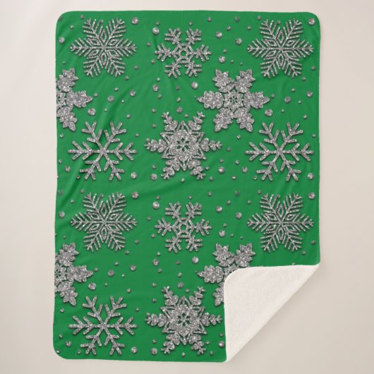 銀きらめくグリッター シェルパブランケット (正面)