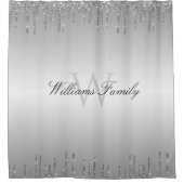 銀きらめくグリッター シャワーカーテン (正面)