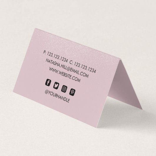 銀きらめくダストとピンク折り 名刺 (裏面)