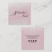 銀きらめくダストピンクビジネスカード スクエア名刺 (正面/裏面)