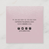 銀きらめくダストピンクビジネスカード スクエア名刺 (裏面)