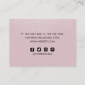 銀きらめくダストピンクビジネスカード 名刺 (裏面)