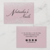 銀きらめくダストピンクビジネスカード 名刺 (正面/裏面)