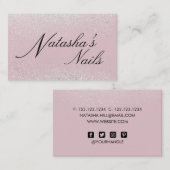 銀きらめくダストピンクビジネスカード 名刺 (正面/裏面)