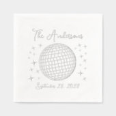 銀きらめくディスコパーソナライズされたボ結婚ール 箔ナプキン (正面)