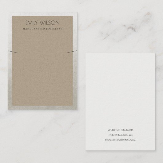 銀さびエレガント縁どクラフトネックレスディスプレイ 名刺 (正面/裏面)