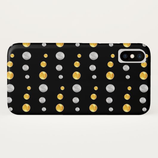 銀とエレガント金ゴールドの点 Case-Mate iPhoneケース (裏面(横))