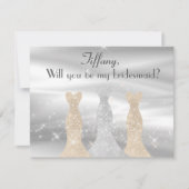 銀とエレガント金ゴールドは花嫁の提案を行う 招待状 (正面)