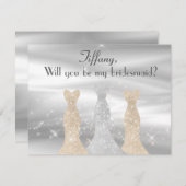 銀とエレガント金ゴールドは花嫁の提案を行う 招待状 (正面/裏面)