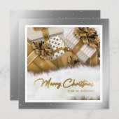 銀とエレガント金ゴールドギフト雪のクリスマスカード シーズンカード (正面/裏面)