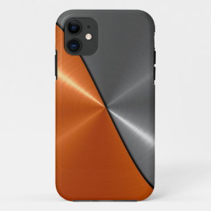 銀とオレンジのステンレス鋼メタル3 iPhone 11 ケース