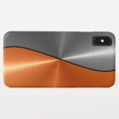 銀とオレンジのステンレス鋼メタル Case-Mate iPhoneケース (裏面(横))