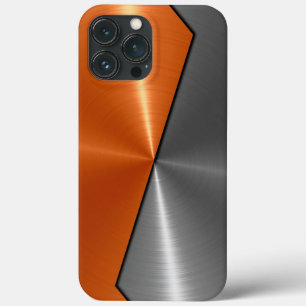 銀とオレンジのステンレス鋼メタル iPhone 13 PRO MAXケース