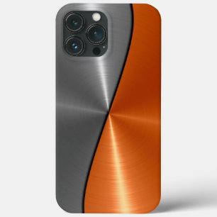銀とオレンジのステンレス鋼メタル iPhone 13 PRO MAXケース