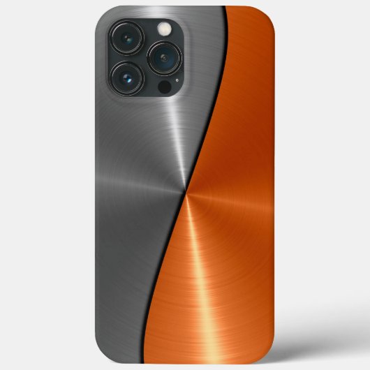 銀とオレンジのステンレス鋼メタル Case-Mate iPhoneケース (裏面)