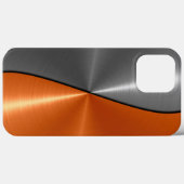 銀とオレンジのステンレス鋼メタル Case-Mate iPhoneケース (裏面 (横))