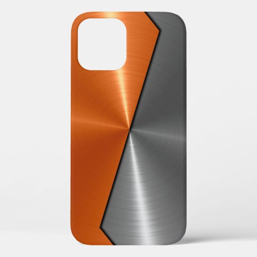 銀とオレンジのステンレス鋼メタル Case-Mate iPhoneケース (裏面)